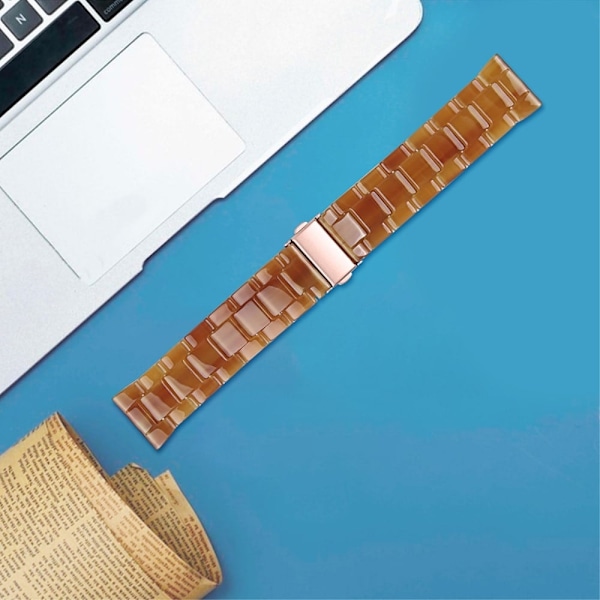 22 mm stilfuld urrem i resin til Fossil-ur - Karamel Brown
