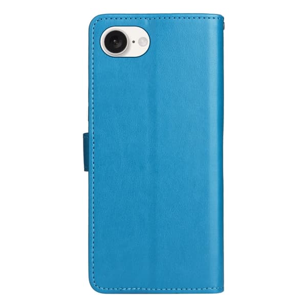 KT Imprinting Flower Series-4 til iPhone 16e Etui Cat Bee Imprinted Leather Wallet Cover - Blå Blue
