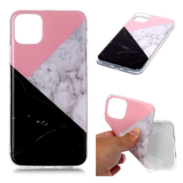 Marble design iPhone 11 Pro Max cover - Pink / Hvid / Sort Multicolor
