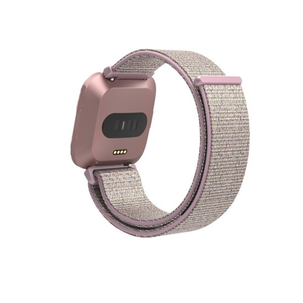 Fitbit Versa Lite Kardborrband klockarmband - Grå / Rosa Rosa