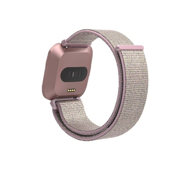 Fitbit Versa Lite velcro urrem - Grå/Lyserød Pink