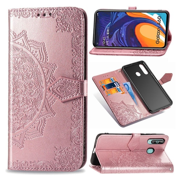 Mandala Samsung Galaxy A60 Flip etui - Rødguld Pink