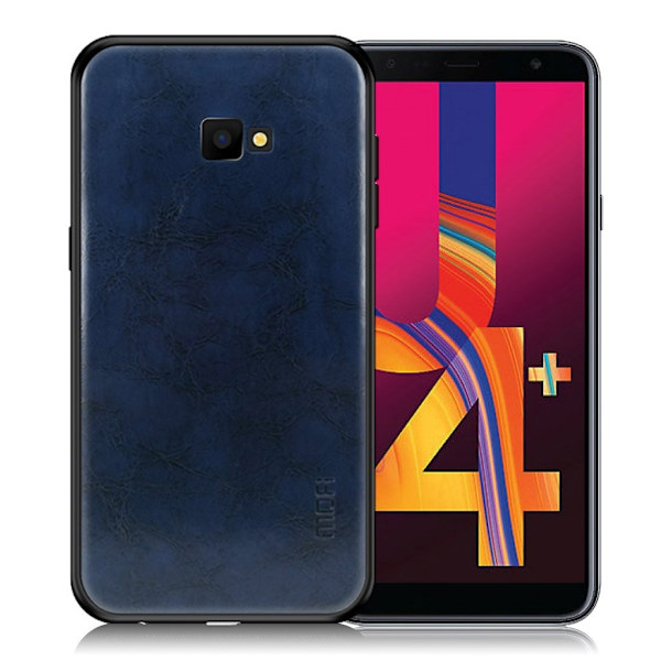 Samsung Galaxy J4 Plus (2018) MOFI synteetti nahka pinnoitettu hybriidi muovinen takasuoja kuori - Sininen Blue
