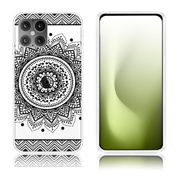 Blødt, fleksibelt skal med mønstertryk iPhone 12 Pro/12 - Sort Black