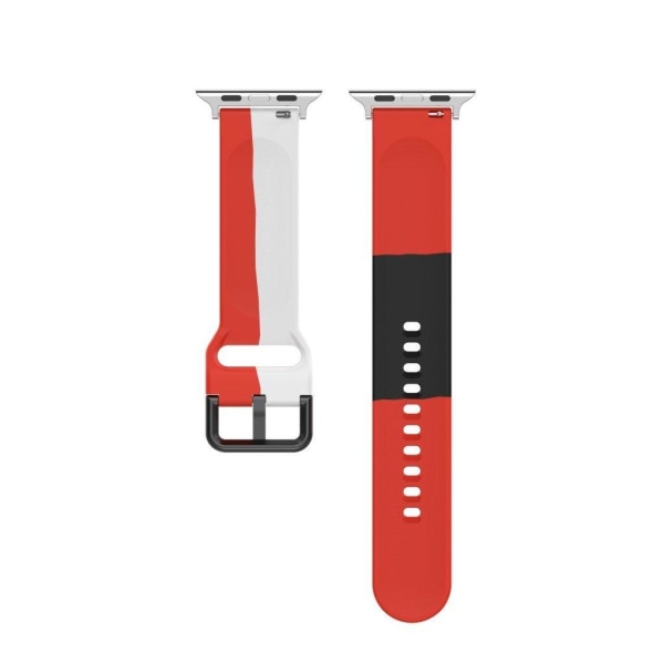 Apple Watch Series 6 / 5 44mm three color silicone watch band - Red / White / Black multifärg