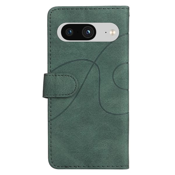 Texturerat läder Google Pixel 8 fodral med handledsband - Grön Grön