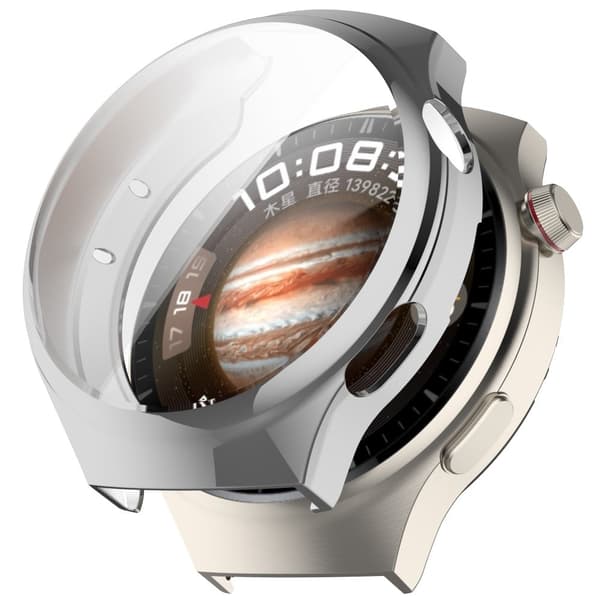 Huawei Watch 4 Pro Flexible Watch Case Full Coverage Suojakotelo - Sähkökromattu Hopea Silver grey