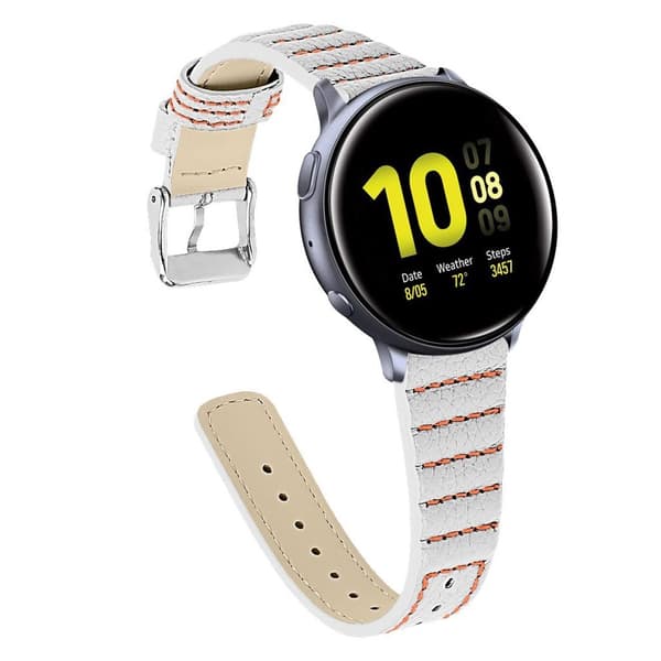 Samsung Galaxy Watch (42mm) læder ægte læder Urrem - Hvid White