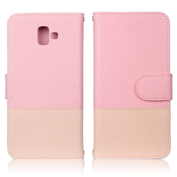 Samsung Galaxy J6 Plus (2018) kryds tekstur læder flip etui - Lyserød Pink