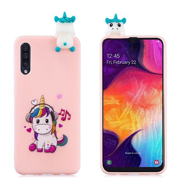 Samsung Galaxy A50 3D animal doll case - Unicorn Enjoying Music Multicolor