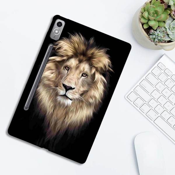 Lenovo Tab P12 Flexible Case Pattern Printing Slim Tablet Protective Cover - Lion Brown