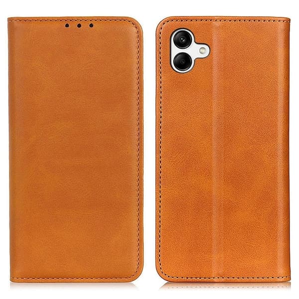 Flip Etui med Pung i Ægte Læder til Samsung Galaxy A04e - Brun Brown