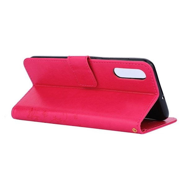 Butterfly läder Samsung Galaxy A50 fodral - Rosa Rosa