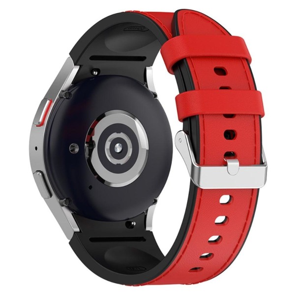 Samsung Galaxy Watch 5 / 4 / 3 (41mm) silikone i læderurrem med sølvspænde - Sort Størrelse: L Red