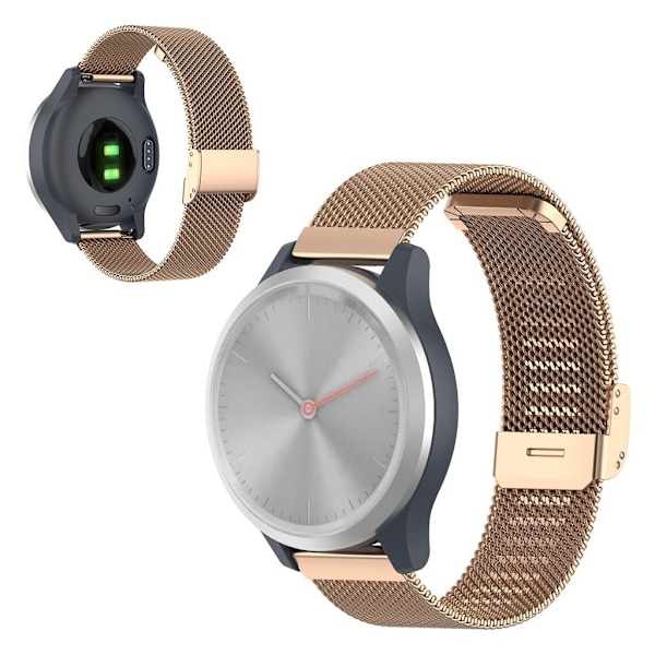 Garmin Vivomove 3s / Vivoactive 4S ruostumattomasta teräksestä valmistettu ranneke - Ruusukulta Pink