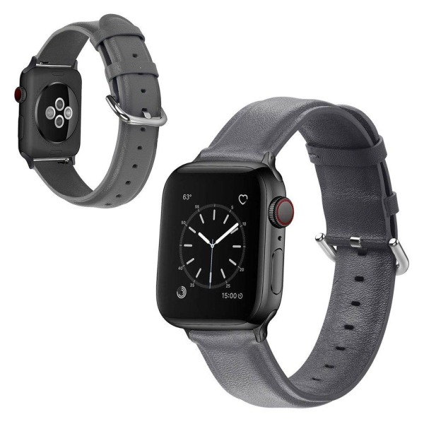 Apple Watch Series 5 44mm aitoa nahkaa oleva ranneke - Harmaa Silver grey