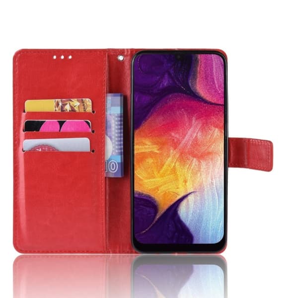 Crazy Horse Samsung Galaxy A50 læder etui - Rød Red