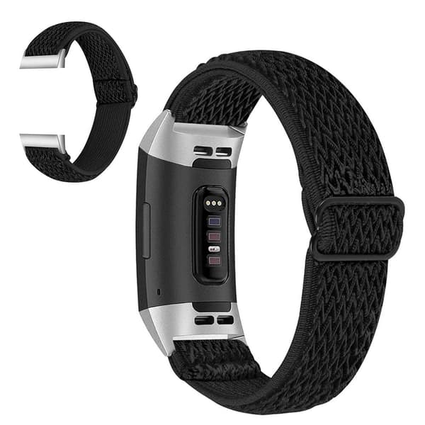 Fitbit Charge 3 nylon urheilutyylinen ranneke - Musta Black