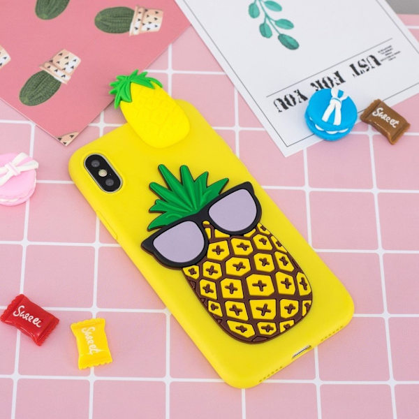 iPhone Xs Max soft case med 3D-mønster - Ananas Multicolor