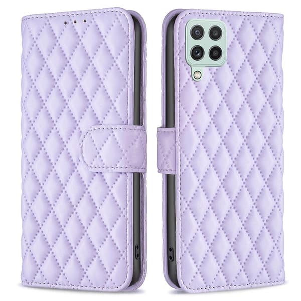 Rhombus mat Samsung Galaxy A22 4G flip etui - Lilla Purple