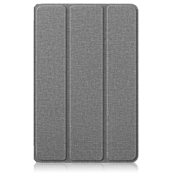 Lenovo Tab P11 Pro tri-fold stofskind læderetui - Grå Silver grey