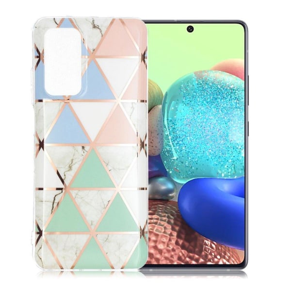 Marble Samsung Galaxy A72 5G Etui - Blå / Lyserød Trekant Multicolor