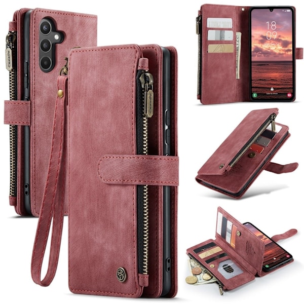 CaseMe Samsung Galaxy A34 5G etui med lynlås og pung - Rød Red