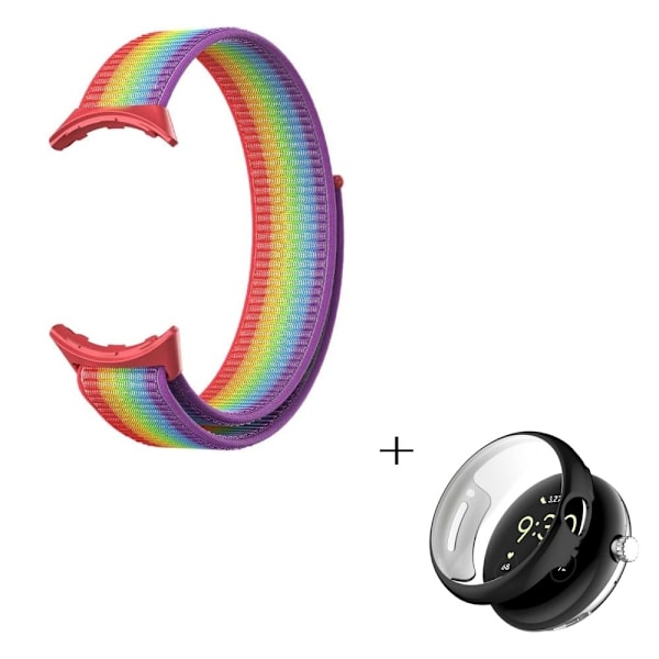Google Pixel Watch nylonkellohihna mustalla suojuksella - Monivärinen Multicolor