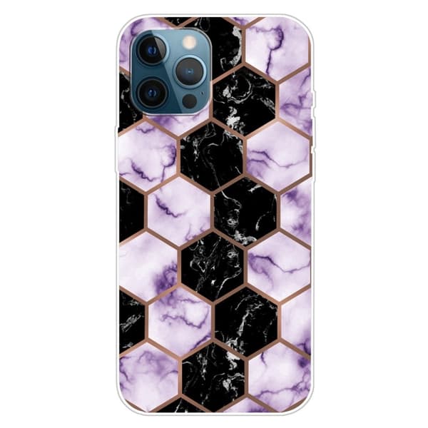 Marble iPhone 15 Plus Etui - Honeycomb Klinkekule i Lilla Purple
