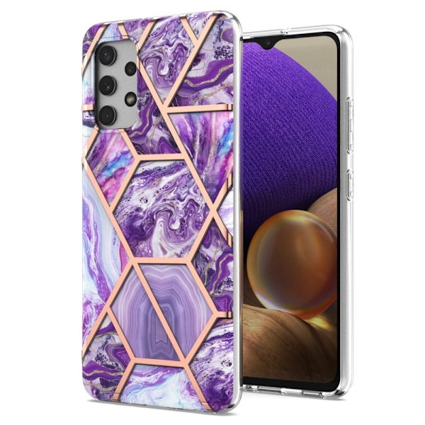 Marble Samsung Galaxy A32 Etui - Mørkelilla Blue