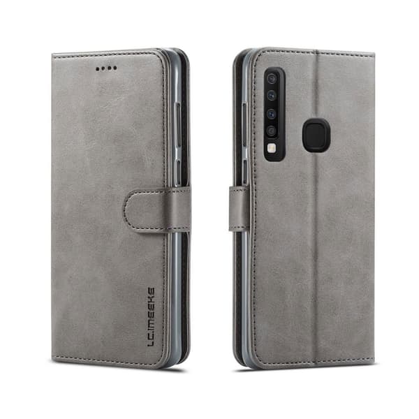 Lc.Imeeke Samsung Galaxy A9 (2018) Lommeboketui Av Skinn - Grå Silver grey