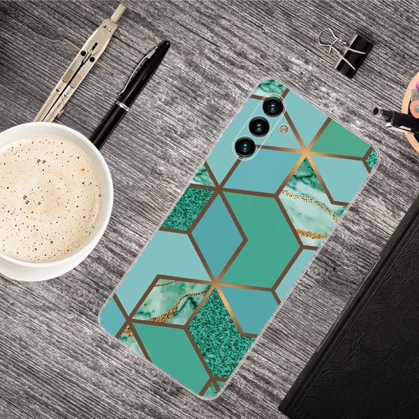 Marmormotiv Samsung Galaxy A13 5G skal - Blågrön Marmorplatta Grön