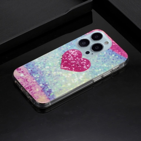 Marble design iPhone 14 Pro cover - Lyserødt Hjerte Pink