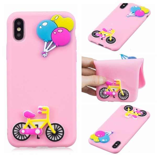 iPhone Xs Max etui med 3D-tegneseriemønster - Pink Case Bike Pink
