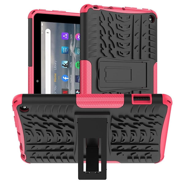 Dekkmønstret kickstand-etui for Amazon Fire 7 (2022) - Rose Pink