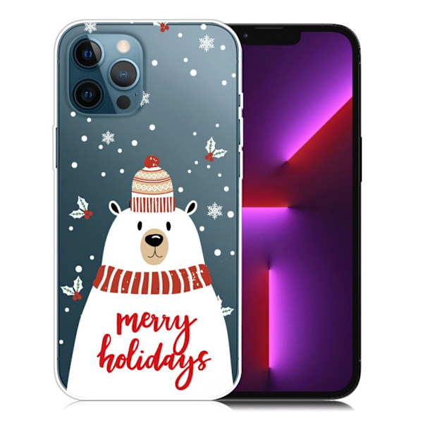 Juleveske til iPhone 13 Pro - Skjerf Hvit Bjørn White