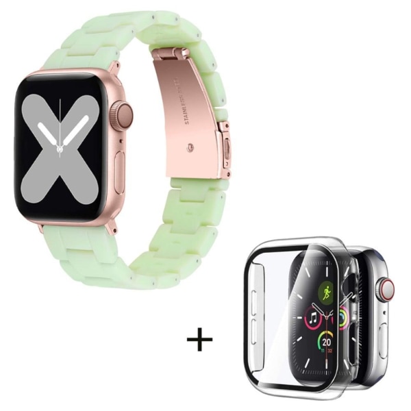 Apple Watch SE 2022 (40mm) klockarmband med 3 pärlor i resin och genomskinligt hölje - Avokadogrön Grön