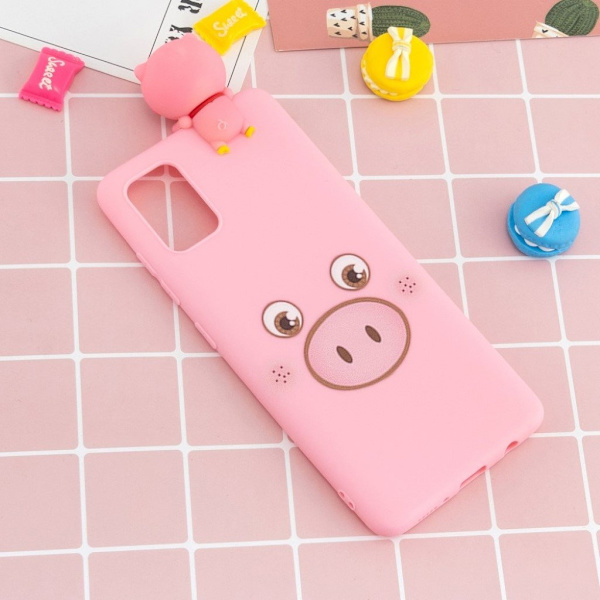 Cute 3D Samsung Galaxy A02s Etui - Lyserød gris Pink