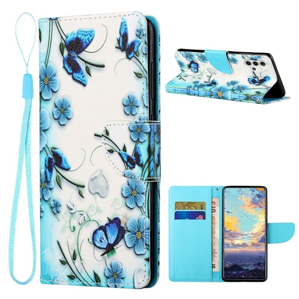 Wonderland Samsung Galaxy A32 flip kuoret - Maaginen Perhonen Blue