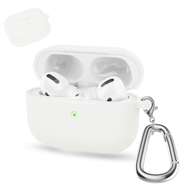 AirPods silikoneetui med karabinhage - Hvid White