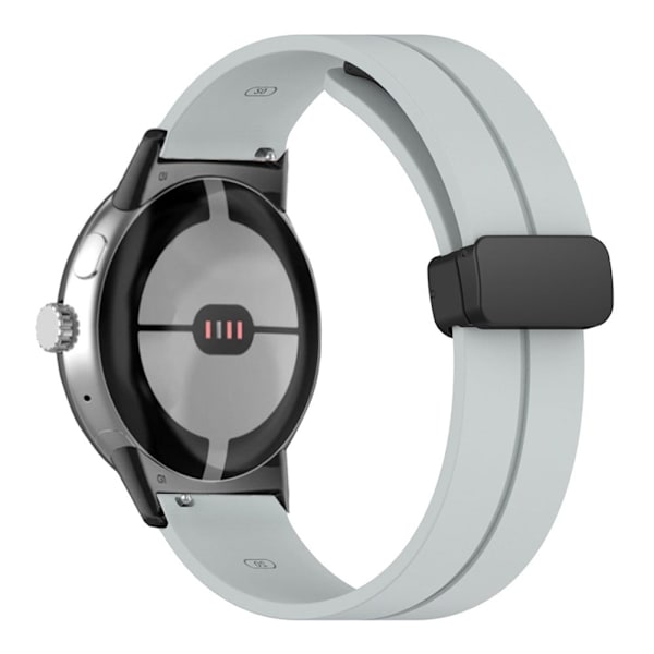 Google Pixel Watch silikoninen ranneke - Musta Solki / Vaalean Harmaa Silver grey