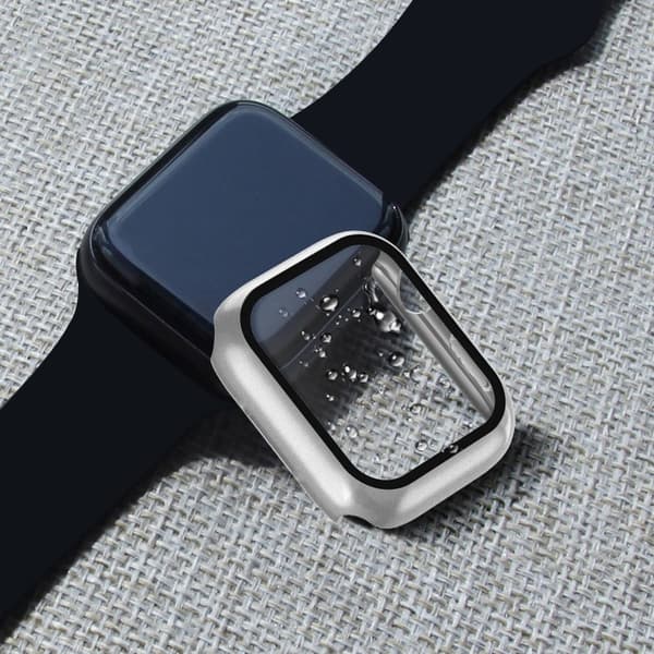 Apple Watch (45mm) 2-in-1 matter cover + 9H tempered glass - Silver Silvergrå