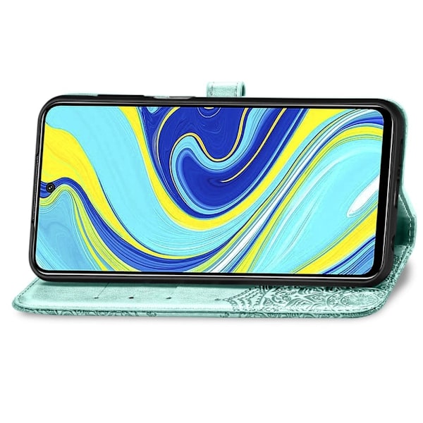 Mandala Xiaomi Redmi Note 9 Pro Max / 9 Pro / 9s Flip Fodral - Cyan Grön