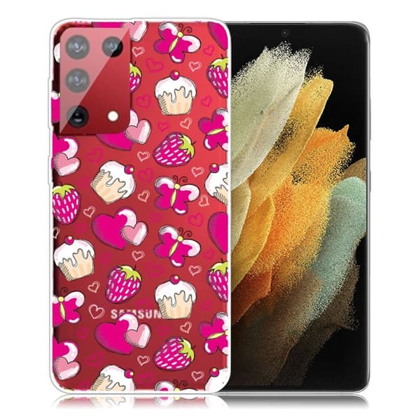 Deco Samsung Galaxy S21 Ultra etui - Cake / Heart Pink