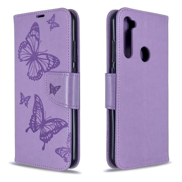 Butterfly läder Xiaomi Redmi Note 8T fodral - Lila Lila