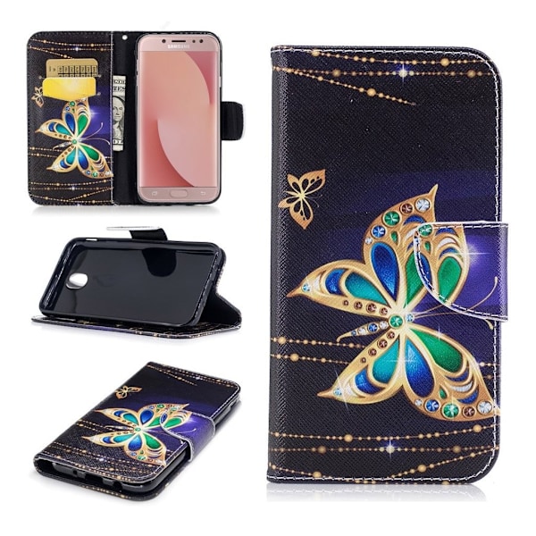 Butterfly läder Samsung Galaxy J7 (2017) fodral - Flerfärgad multifärg