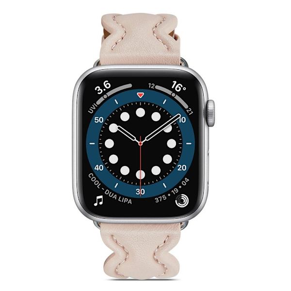 Apple Watch Series 8 (45mm) / Watch Ultra klockarmband i äkta läder med kanderade hajar - Rosa Rosa