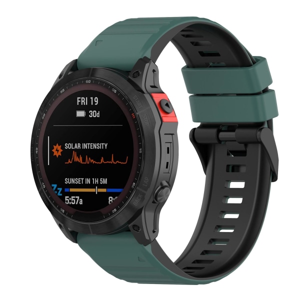 26mm yksinkertainen silikoninen kellohihna Garmin-kelloon - Vihreä / Musta Green