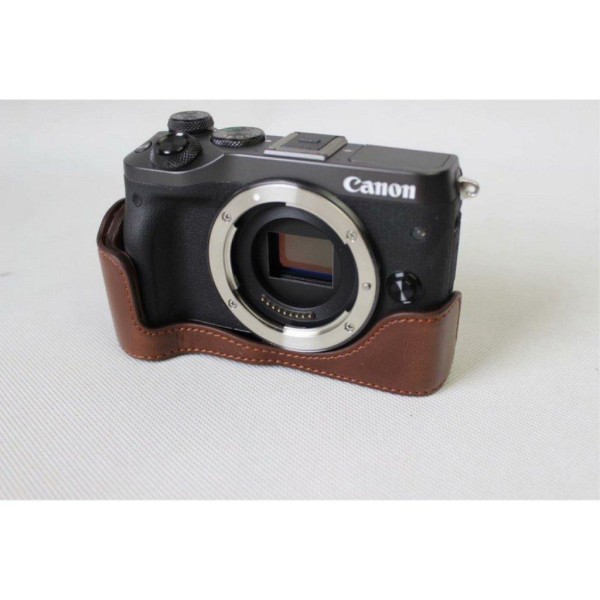 Canon EOS M6 Puolisuojaava Synteetti Nahkainen Kamera Laukkusuoj Brown