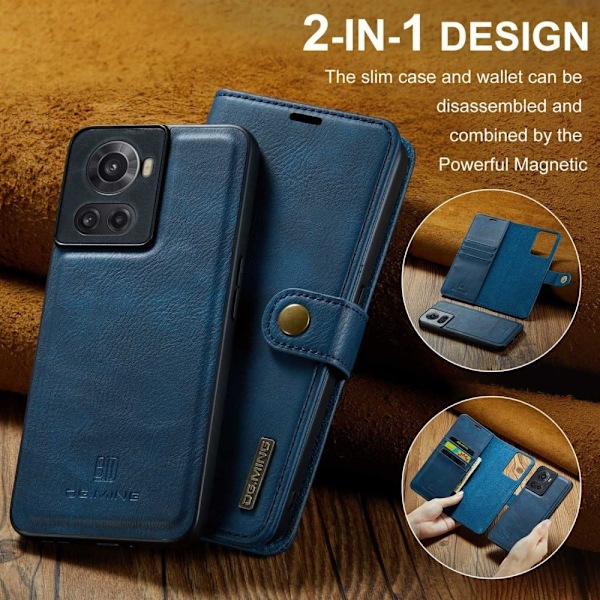 DG.Ming OnePlus 10r / Ace 2-in-1 Lompakko Suojakotelo - Sininen Blue